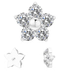Titanium 16G (1.2mm) Internally Threaded Flower Prong Stud