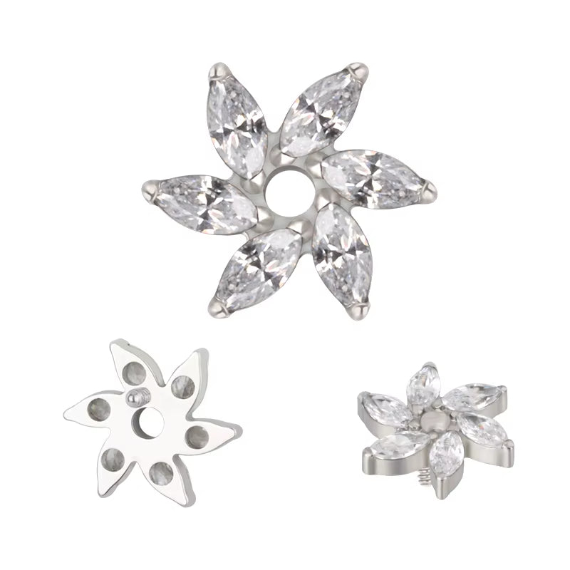 Titanium 16G (1.2mm) Internally Threaded Elegant Rose Stud