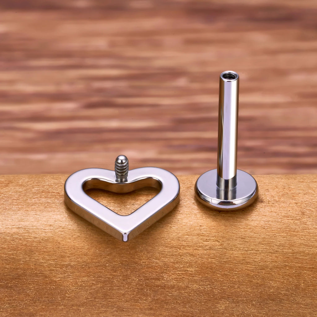 ASTM F136 Titanium 16G (1.2MM) Internally Threaded Heart Stud