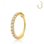Ring_GP_02 ASTM F136 Titanium 20G (0.8MM) Click Lock Crystal Studed Golden Ring Hoop Piercing