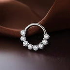 Titanium 8 Crystal Daith &amp; Septum Piercing Hoop 16G 8MM