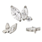 Titanium Curved Marquise 16G (1.2MM) Internally Threaded Labret Stud