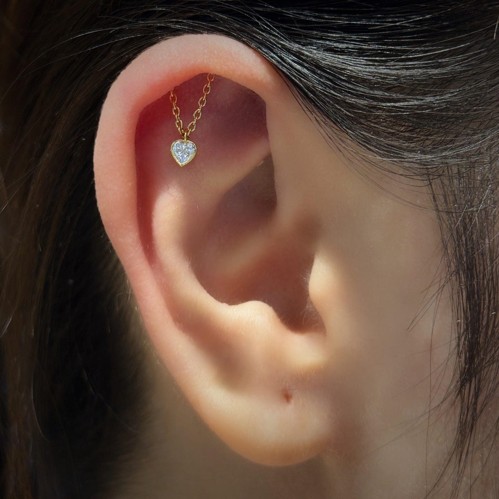18K Yellow Gold Hidden Helix Heart-Shaped Moissanite