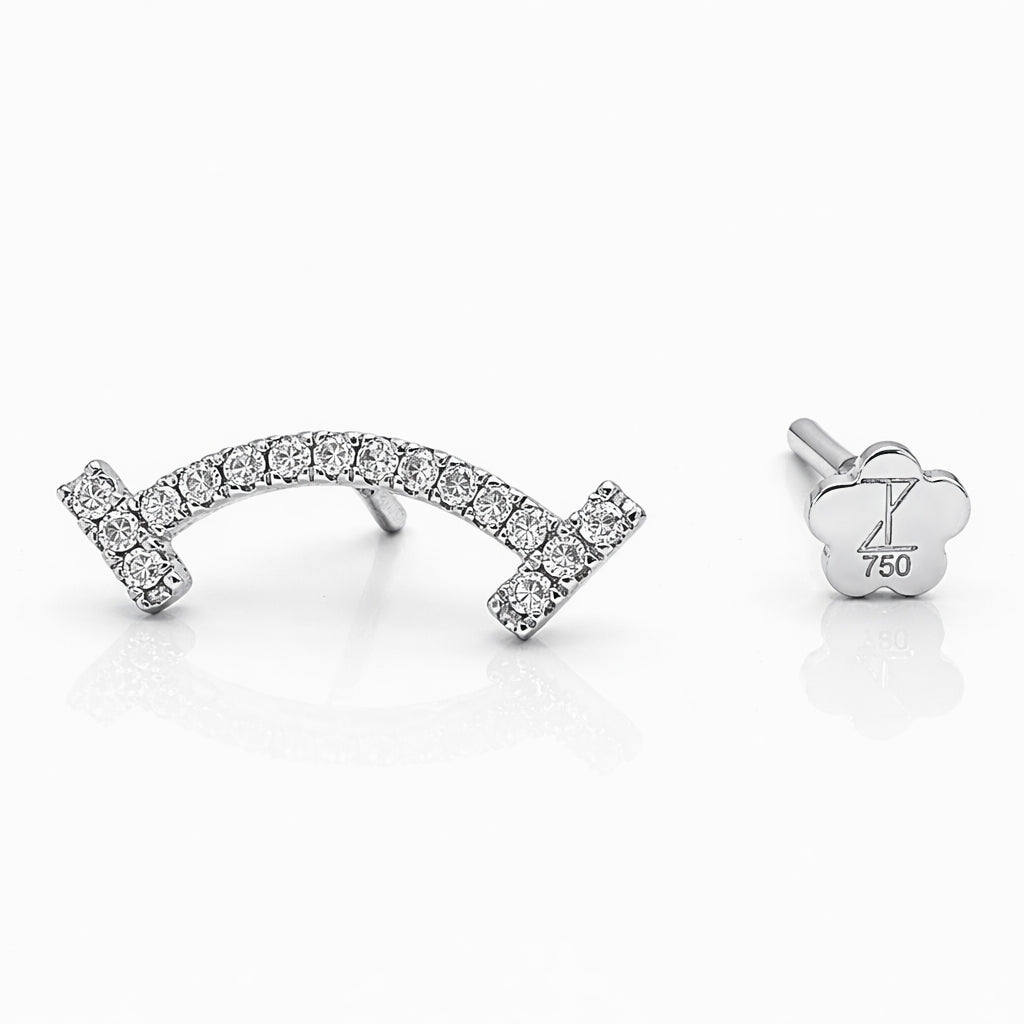 18K Gold Lab Diamond Curved Barbell – Internally Threaded Flat Back