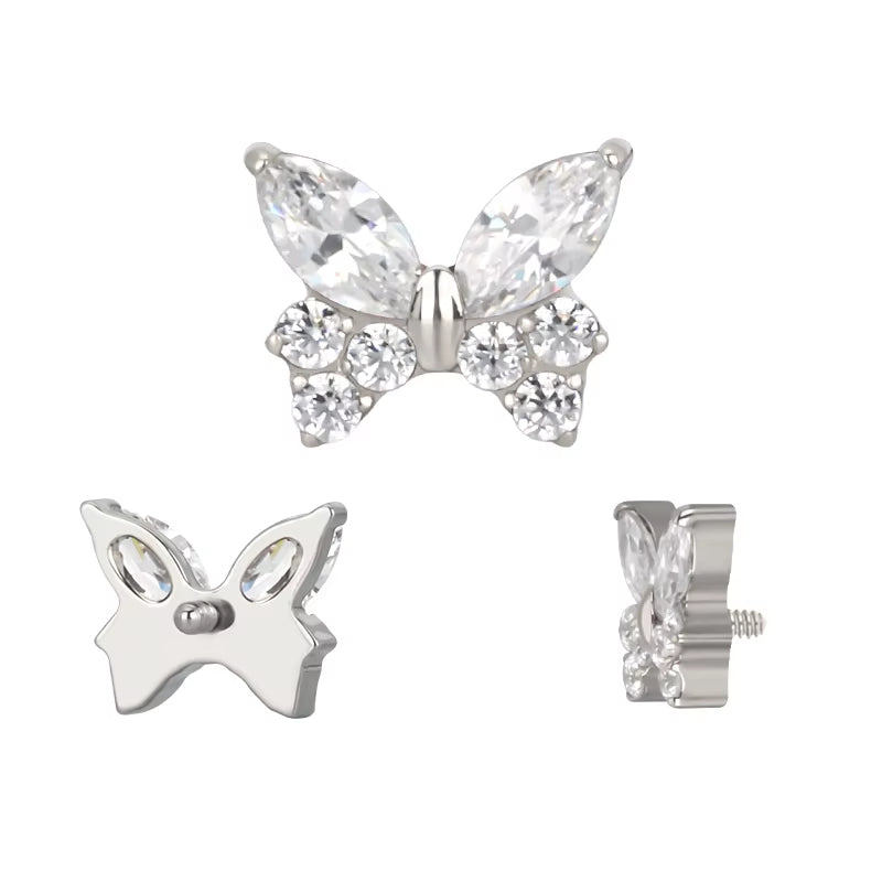 Titanium 16G (1.2MM) Internally Threaded Butterfly Labret Stud