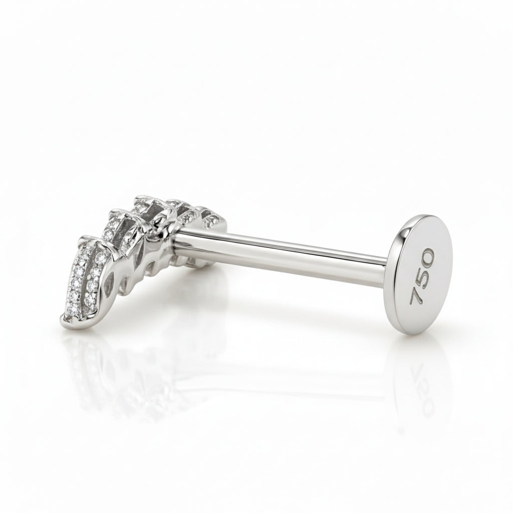 18K Gold Marquise Natural Diamond Curve Labret
