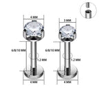 Titanium 16G (1.2MM) Internally Threaded Crystal Labret Stud