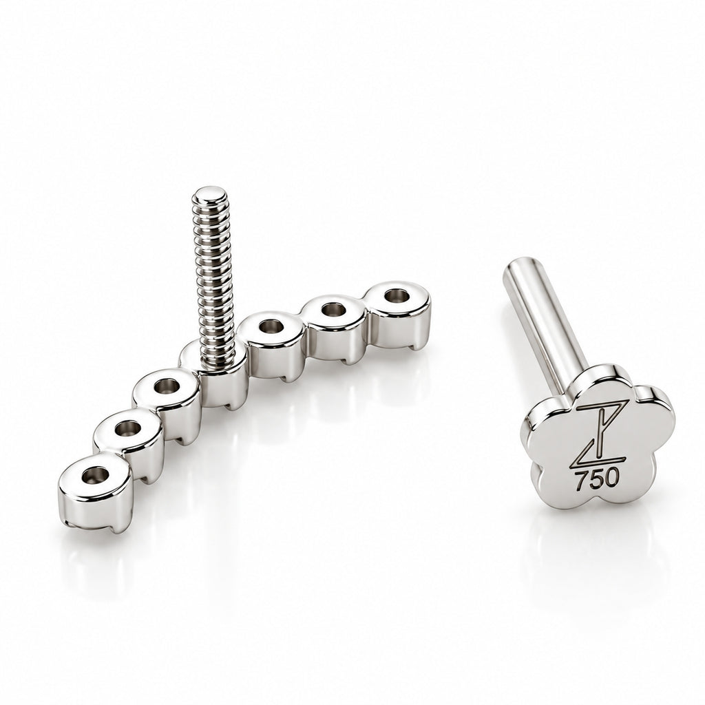 18K Gold Seven Round Lab-Grown Diamond Curved Piercing Stud
