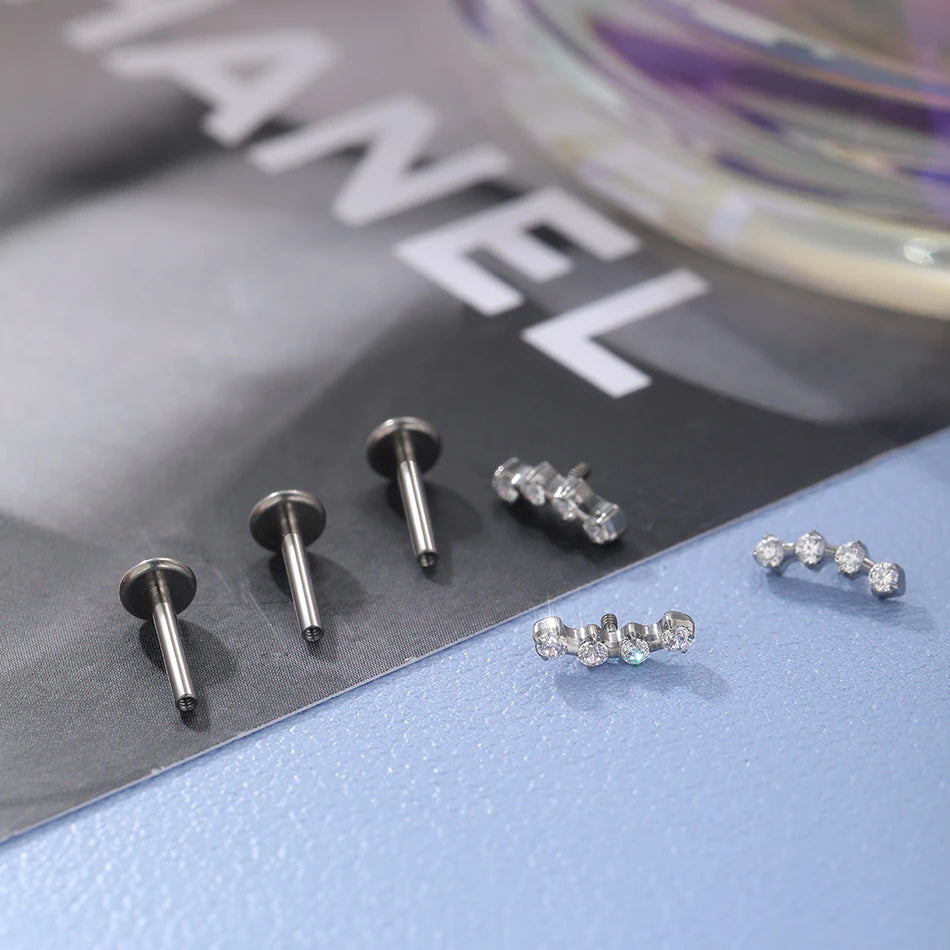 Titanium Internally Threaded Flat Back Curved Stud