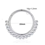 Titanium Plain Beaded Daith &amp; Septum Piercing Hoop 16G 10MM