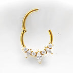 Titanium 7 Gem Crystal Daith &amp; Septum Piercing Hoop 16G 10MM