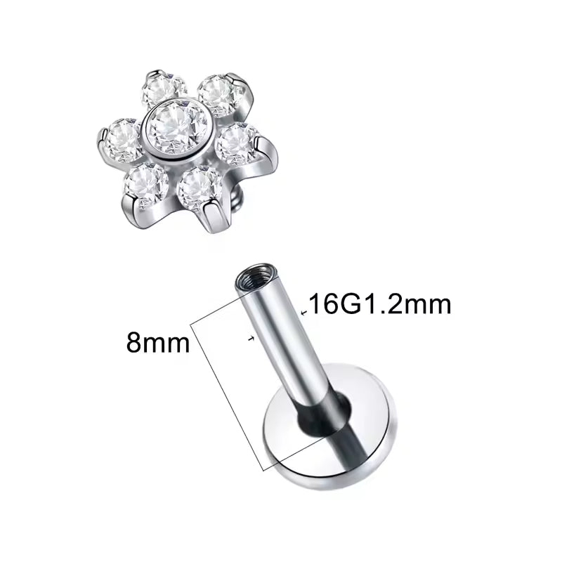 Titanium 16G (1.2mm) Internally Threaded Flower Stud
