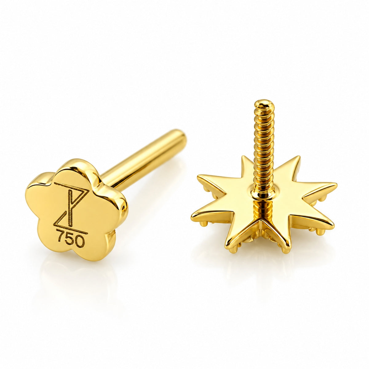 18K Gold Celestial Star Moissanite Piercing Stud