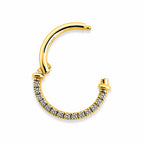 18K Yellow Gold Lab Diamond Hinged Clicker – For Daith &amp; Septum Piercings