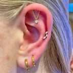 18K Yellow Gold Hidden Helix Chain Stud with Natural Diamond