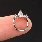 Titanium Drop Crystal Daith &amp; Septum Piercing Hoop 16G 8MM