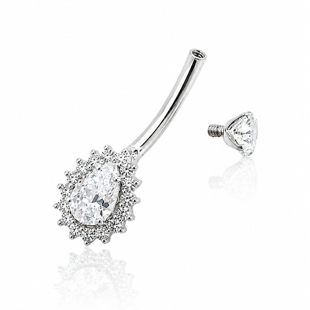 18K Gold Lab Diamond Teardrop Belly Piercing