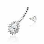 18K Gold Lab Diamond Teardrop Belly Piercing