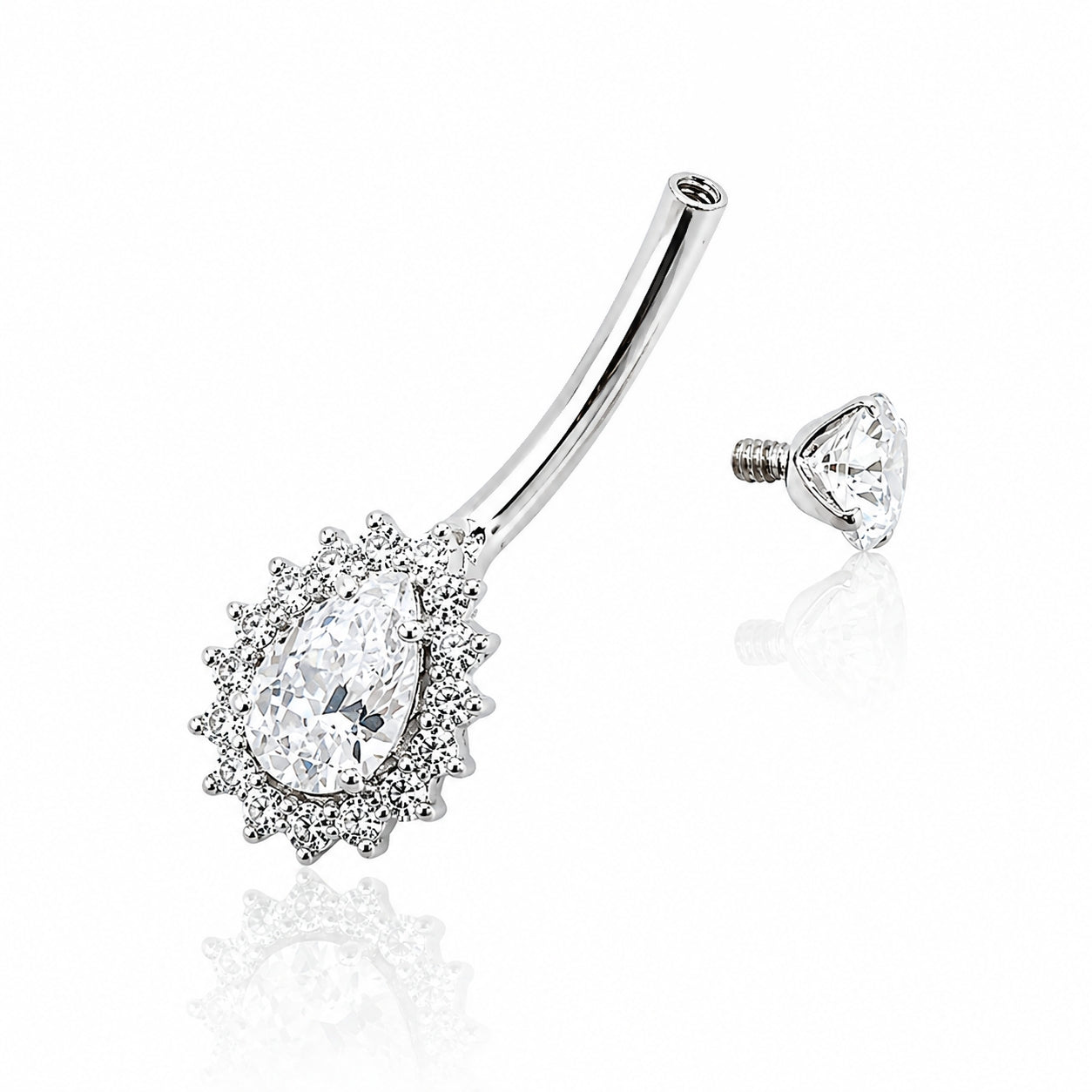 18K Gold Lab Diamond Teardrop Belly Piercing