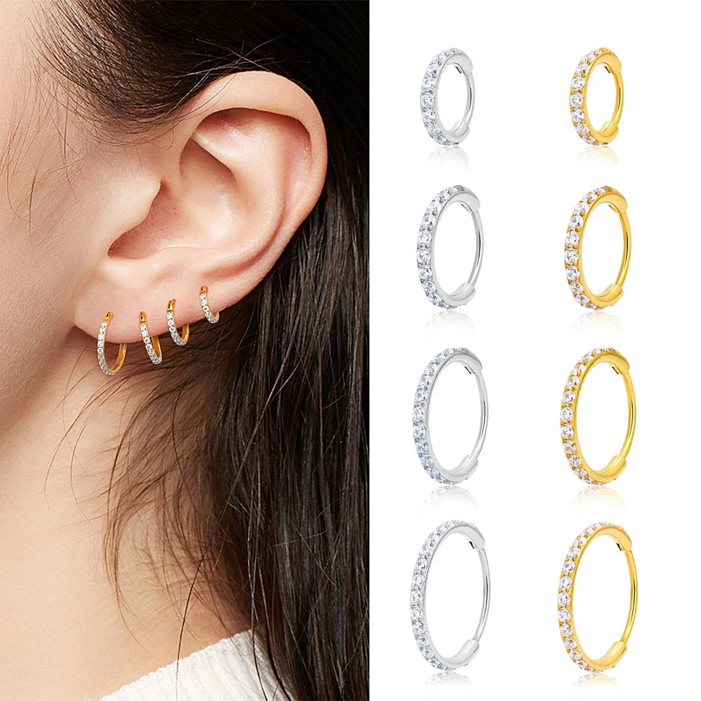 Ring_GP_02 ASTM F136 Titanium 20G (0.8MM) Click Lock Crystal Studed Golden Ring Hoop Piercing