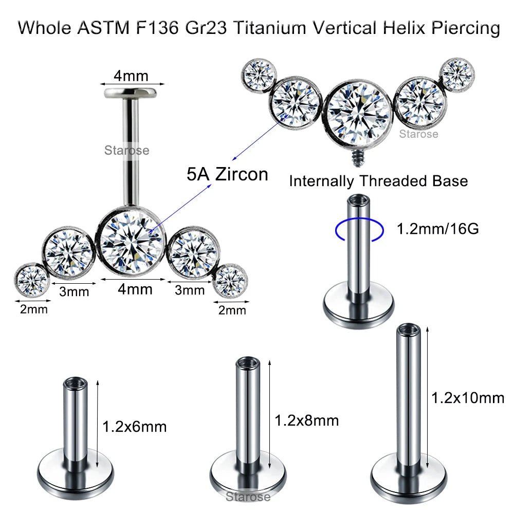 Vertical Helix &amp; Traditional Maharashtrian Bugadi Piercing — 5 CZ Cluster