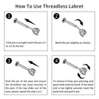 ASTM F136 Titanium 18G Threadless Push Pin Labret Stud