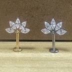 Vertical Helix Titanium Jewelry – 5 CZ Lotus Design