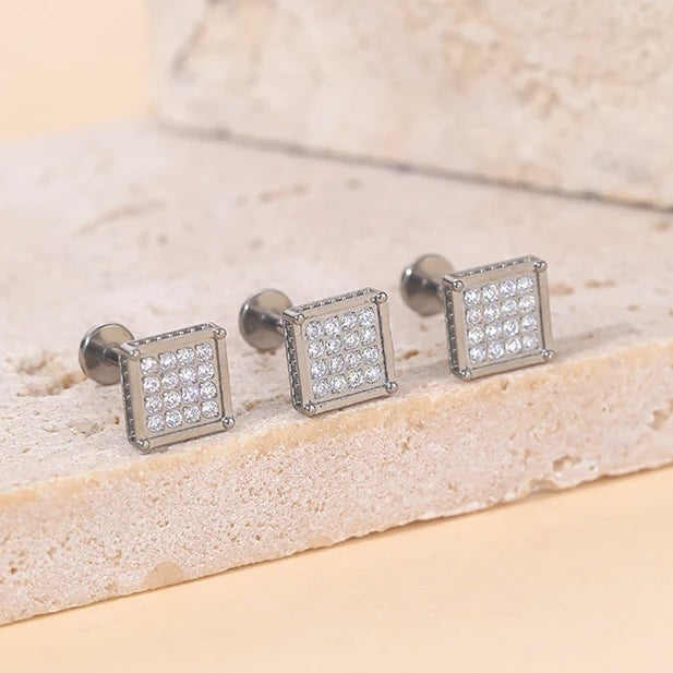 ASTM F136 Titanium 16G (1.2MM) Internally Threaded Square Piercing Stud