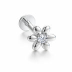18K Gold Flower Labret with VVS D Color Lab Diamond