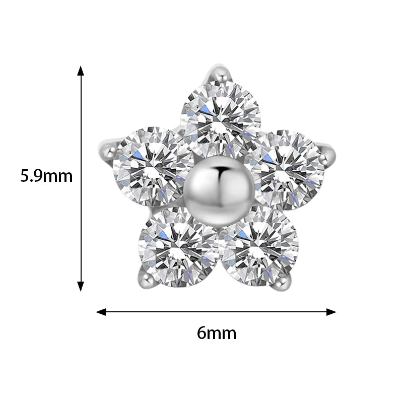 Titanium 16G (1.2mm) Internally Threaded Flower Prong Stud