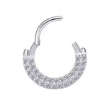 Titanium Front Crystal Daith &amp; Septum Piercing Hoop 16G 8MM