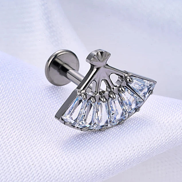 LAB_CFan_01 ASTM F136 Titanium 16G (1.2mm) Push Pin Chinese Fan Piercing Jewelry