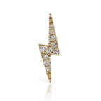 18k Gold Natural Diamond Studded 16G (1.2MM) Internally Threaded Lightning Bolt Stud