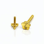 18K Gold Moissanite Flat Back Trinity Stud – Internally Threaded (16G)