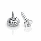 Illusion Flower – 18K Gold Moissanite Flat-Back Stud