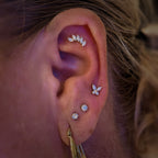 18K Yellow Gold Butterfly Labret with VVS D Color Lab Diamonds