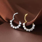 Titanium 8 Crystal Daith &amp; Septum Piercing Hoop 16G 8MM