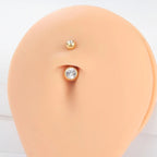 ASTM F136 Titanium 14G (1.6MM) Externally Threaded Round Crystal Belly Button Piercing 10MM