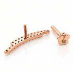 18K Gold Double-Row Moissanite Curved Bar Piercing Stud