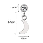 Titanium 16G (1.2mm) Internally Threaded Moon Dangling Piercing Stud