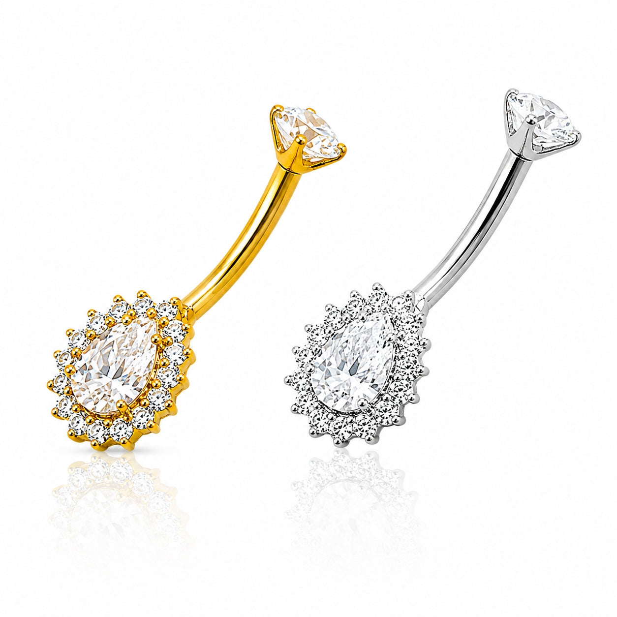 18K Gold Lab Diamond Teardrop Belly Piercing
