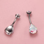 Titanium 14G (1.6MM) Internally Threaded AB Stone Water Drop Belly Button Piercing 10MM
