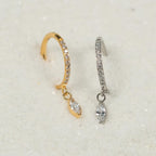 Marquise CZ Hinged Hoop – Titanium Elegance