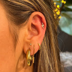 18k Gold Natural Diamond Studded 16G (1.2MM) Internally Threaded Lightning Bolt Stud