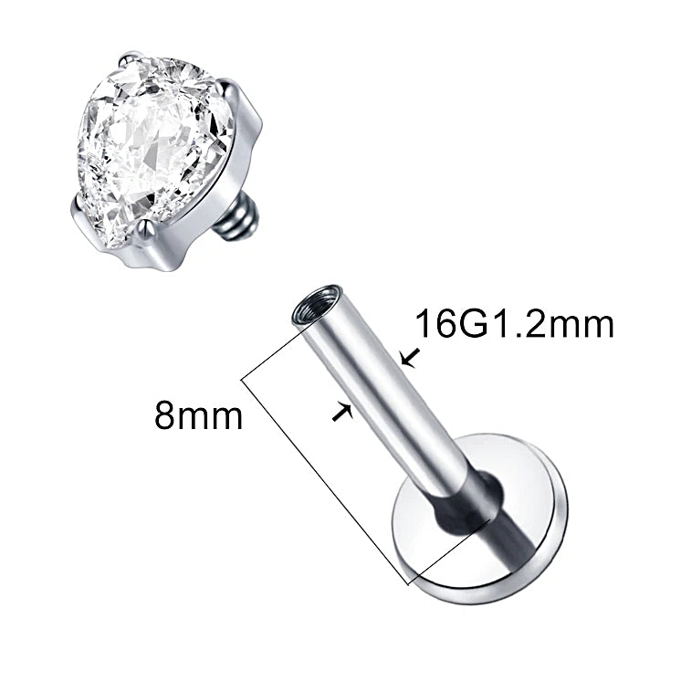 LAB_Drop_01 ASTM F136 Titanium 16G Internally Threaded Labret Stud