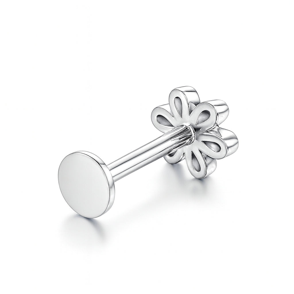 18K Gold Flower Labret with VVS D Color Lab Diamond