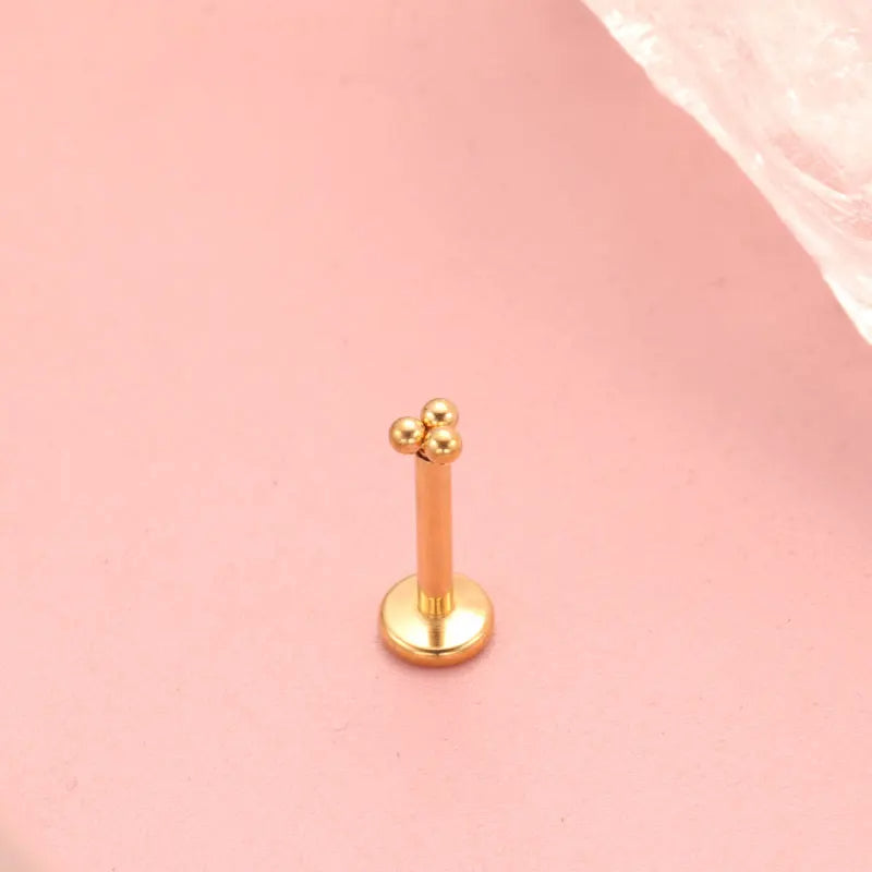 Titanium 16G Internally Threaded Trinity Labret Stud