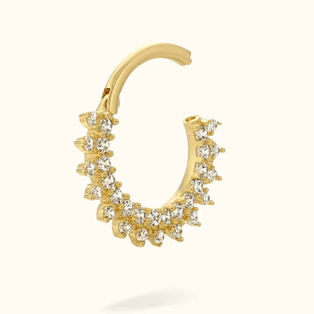 18k Gold Diamond Daith &amp; Septum Piercing Hoop 16G 8MM