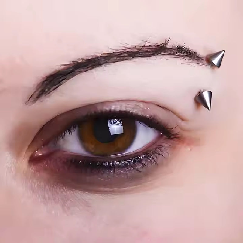 Natural Titanium 16G (1.2MM) Internally Threaded Spike Rook Eyebrow Piercing