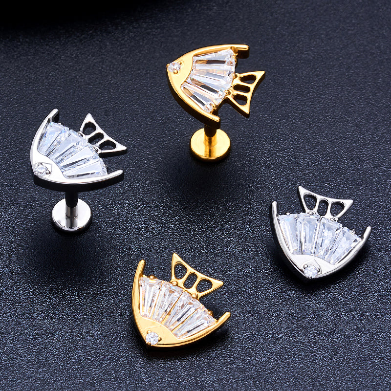Titanium 16G (1.2MM) Internally Threaded Fish Labret Stud